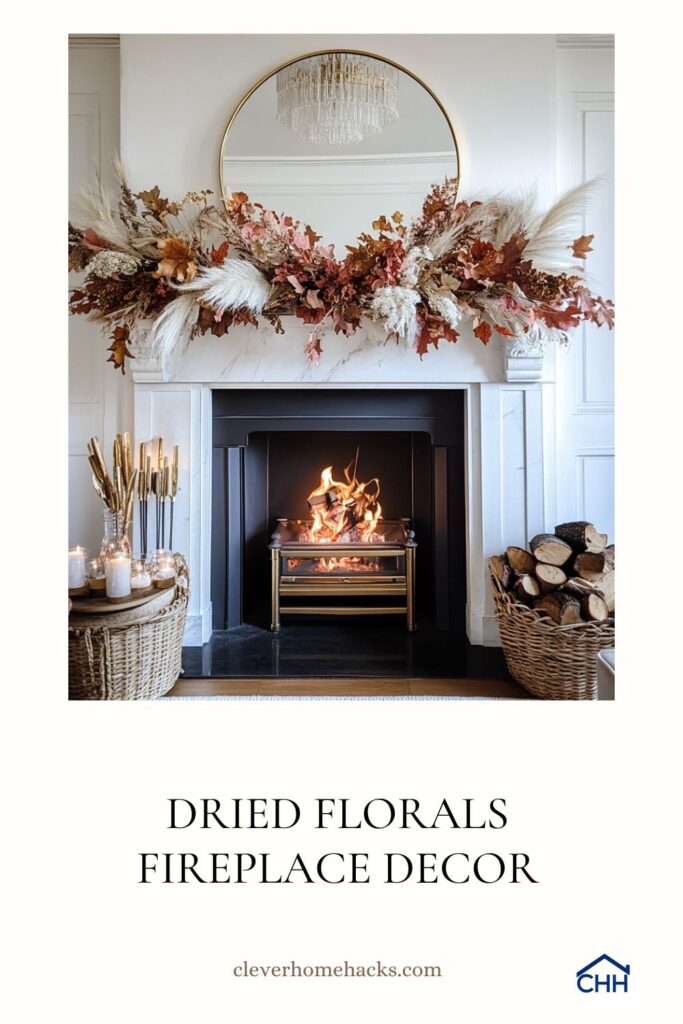 Dried Florals Fireplace Decor