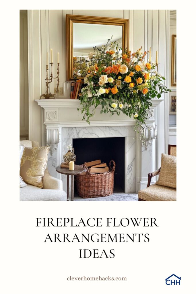 Fireplace flower arrangements ideas